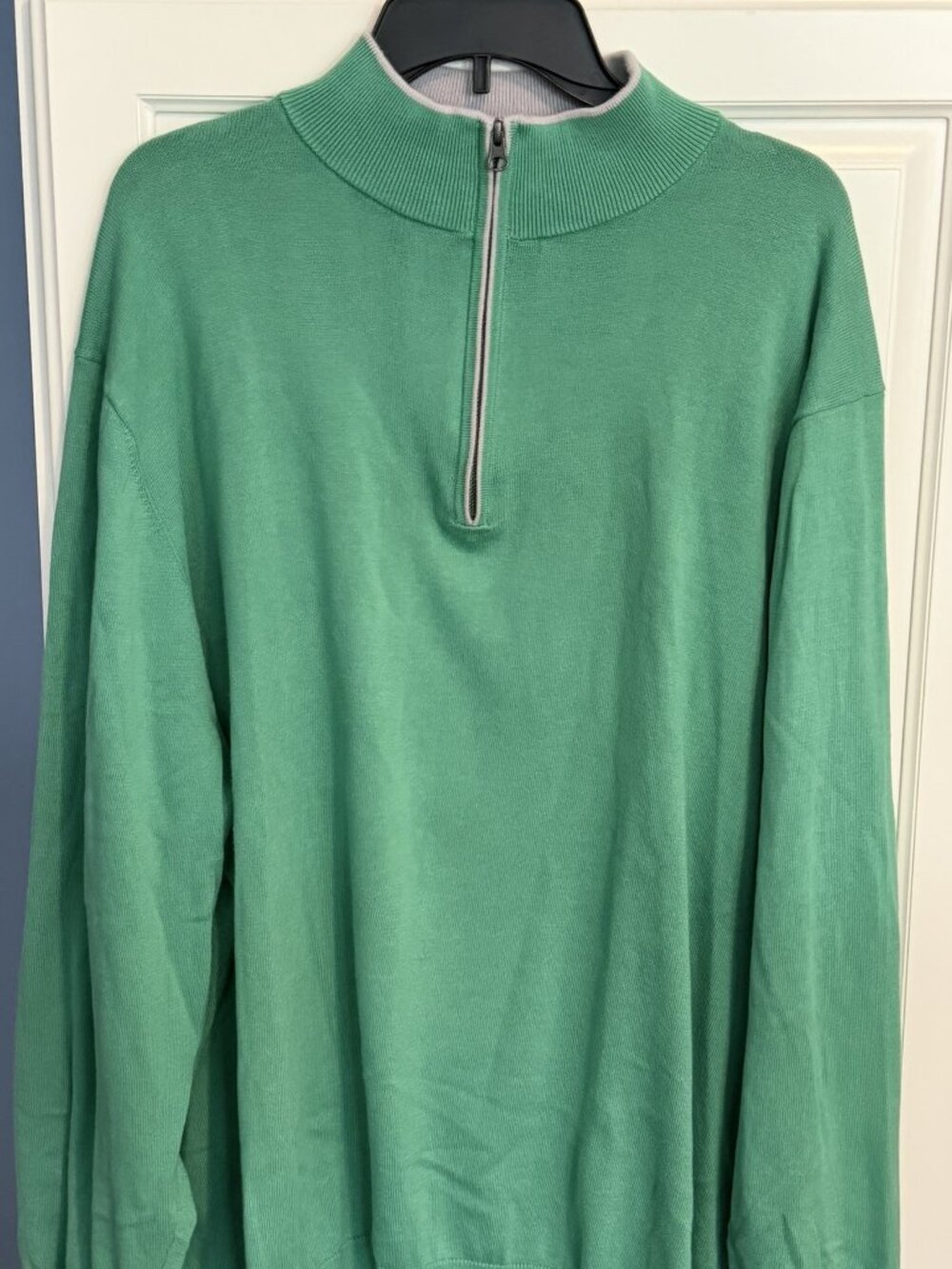 Paul Frederick 1/2 Zip Cotton Sweater Green and Grey - Size 4XL